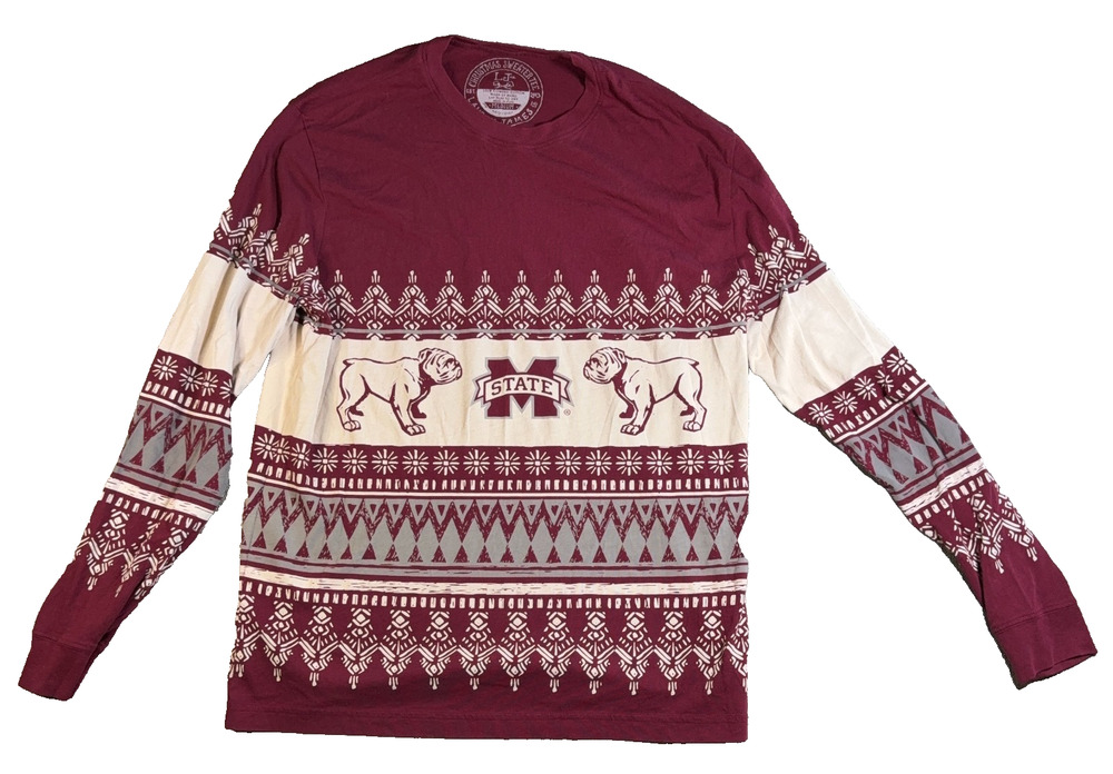Mississippi State Bulldogs Christmas Sweater Tee Medium Lauren James Long Sleeve